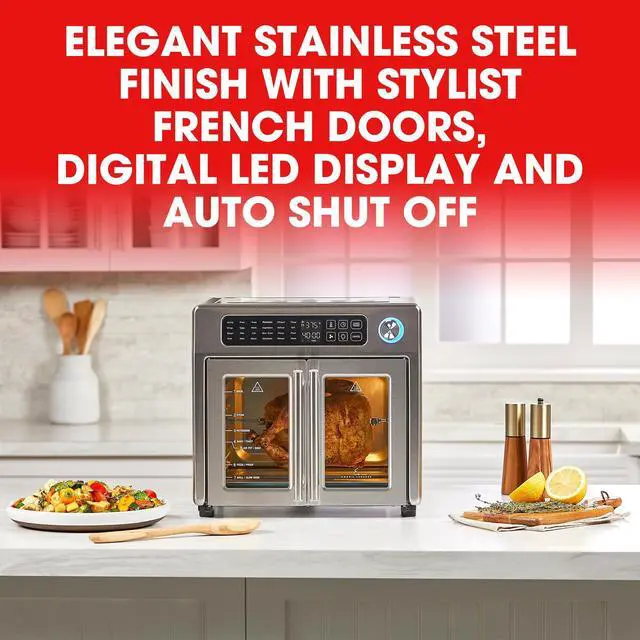 Alt view image 4 of 14 - Emeril Lagasse 26 QT Extra Large Air Fryer, Convection Toaster Oven with French Doors, Stainless Steel
