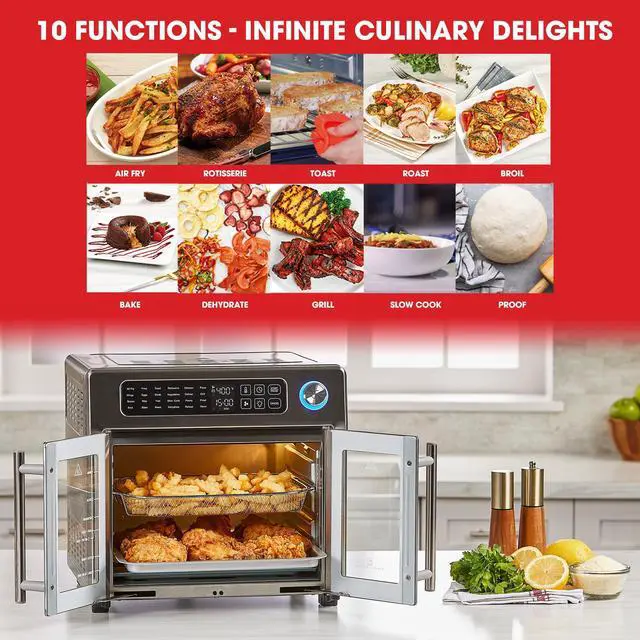 Alt view image 5 of 14 - Emeril Lagasse 26 QT Extra Large Air Fryer, Convection Toaster Oven with French Doors, Stainless Steel
