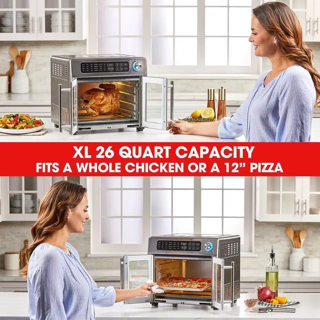 Alt view image 6 of 14 - Emeril Lagasse 26 QT Extra Large Air Fryer, Convection Toaster Oven with French Doors, Stainless Steel