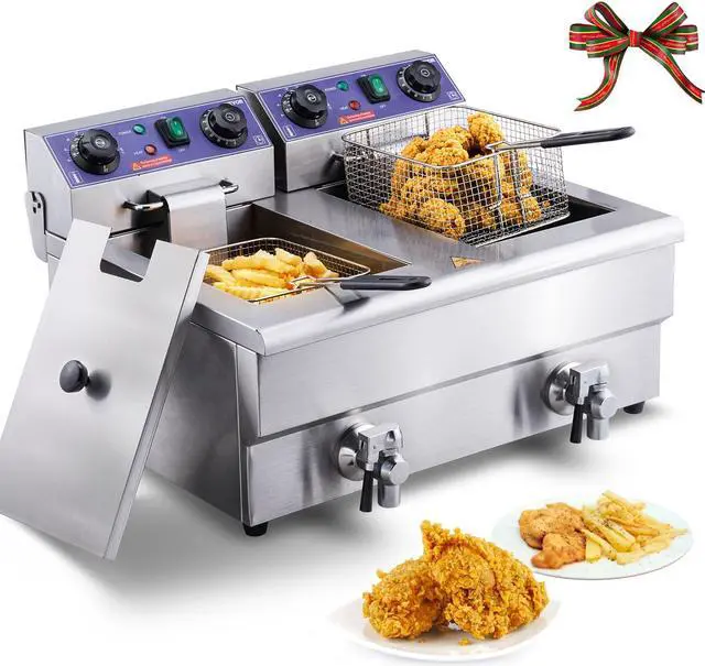 Alt view image 2 of 9 - VEVOR Commercial Electric Deep Fryer Countertop Deep Fryer with Dual Tanks 3000W