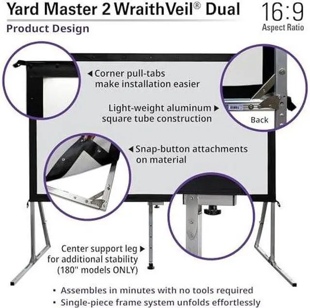 Alt view image 17 of 19 - Elite Screens OMS120H2-DUAL Yard Master 2 Dual Series Outdoor Projector Screen