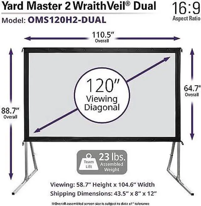 Alt view image 16 of 19 - Elite Screens OMS120H2-DUAL Yard Master 2 Dual Series Outdoor Projector Screen