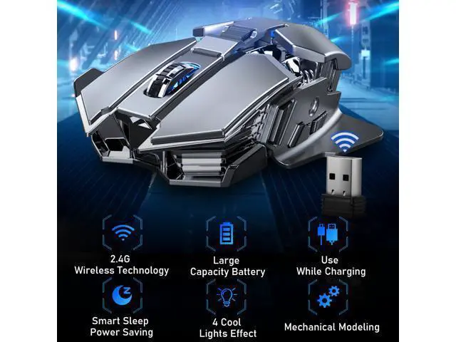 Alt view image 3 of 7 - SC300 2.4G Wireless Mouse 1200DPI Optics Gaming Mice, Black