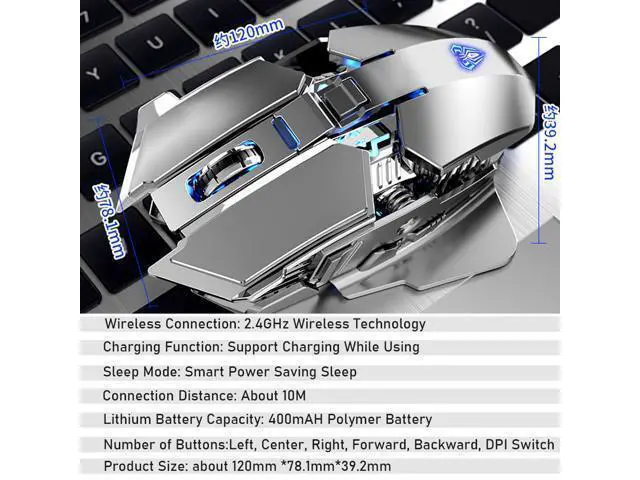Alt view image 7 of 7 - SC300 2.4G Wireless Mouse 1200DPI Optics Gaming Mice, Black