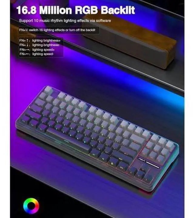 Alt view image 6 of 7 - F87 Pro Wireless Mechanical Keyboard,Tri-Mode BT5.0/2.4GHz/USB-C Hot Swappable Custom Keyboard,Pre-lubed Switches,Side Printed PBT Keycaps,75% TKL RGB Backlit Gaming Keyboards