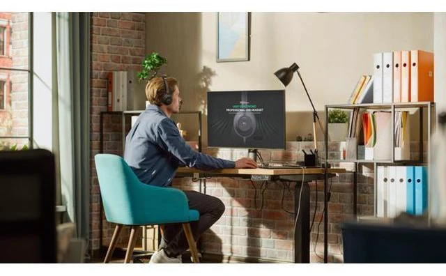 Alt view image 5 of 5 - Yealink UH37 USB Headset with Microphone for PC Laptop - Headphones with Noise Cancelling Microphone for Computer,On-Ear Wired Office Call Center Headset Dual
