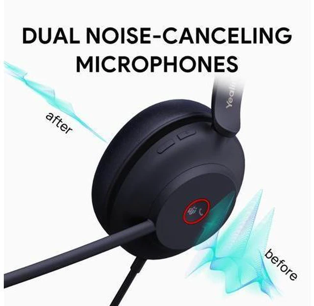 Alt view image 2 of 5 - Yealink UH37 USB Headset with Microphone for PC Laptop - Headphones with Noise Cancelling Microphone for Computer,On-Ear Wired Office Call Center Headset Dual