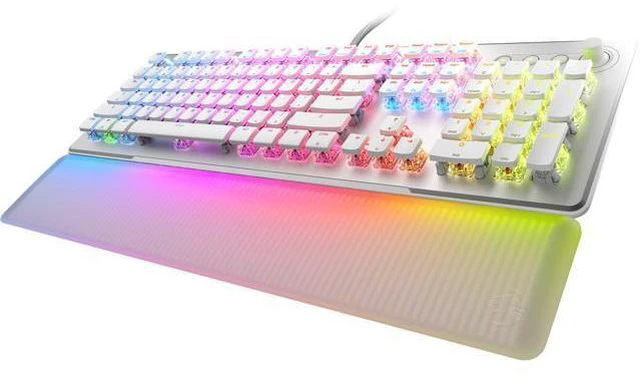 Alt view image 2 of 6 - Vulcan II Max Full-size Wired Keyboard with Optical Titan Switch, RGB Lighting, Aluminum Top Plate and Palm Rest - White ROC-12-023