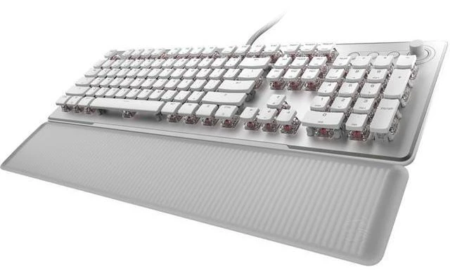 Alt view image 5 of 6 - Vulcan II Max Full-size Wired Keyboard with Optical Titan Switch, RGB Lighting, Aluminum Top Plate and Palm Rest - White ROC-12-023