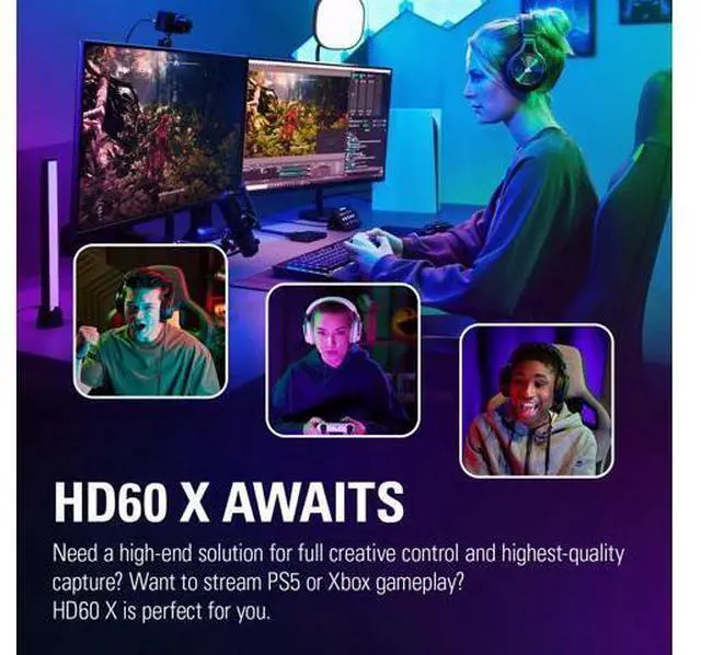 Alt view image 3 of 7 - Elgato HD60 X - Stream and Record in 1080p60 HDR10 or 4K30 with Ultra-low Latency on PS5/Pro, PS4/Pro, Xbox Series X/S, Xbox One X/S, in OBS and More, Works with PC and Mac