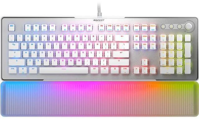 Alt view image 3 of 6 - Vulcan II Max Full-size Wired Keyboard with Optical Titan Switch, RGB Lighting, Aluminum Top Plate and Palm Rest - White ROC-12-023