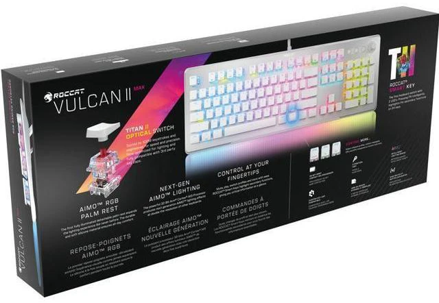Alt view image 6 of 6 - Vulcan II Max Full-size Wired Keyboard with Optical Titan Switch, RGB Lighting, Aluminum Top Plate and Palm Rest - White ROC-12-023