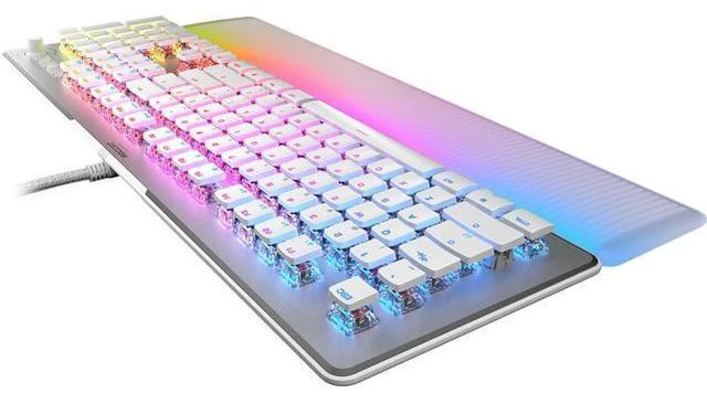 Alt view image 4 of 6 - Vulcan II Max Full-size Wired Keyboard with Optical Titan Switch, RGB Lighting, Aluminum Top Plate and Palm Rest - White ROC-12-023