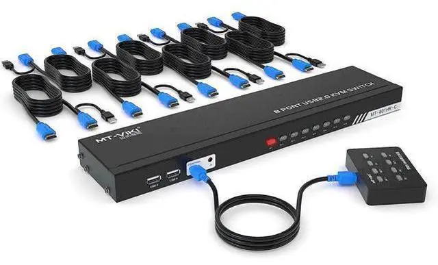 Main image of 8 Port KVM Switch HDMI, MT-VIKI 4K@30Hz Rack Mount KVM HDMI Switch w/IR Remote & Wire-Desktop Controller & 8 HDMI KVM Cables