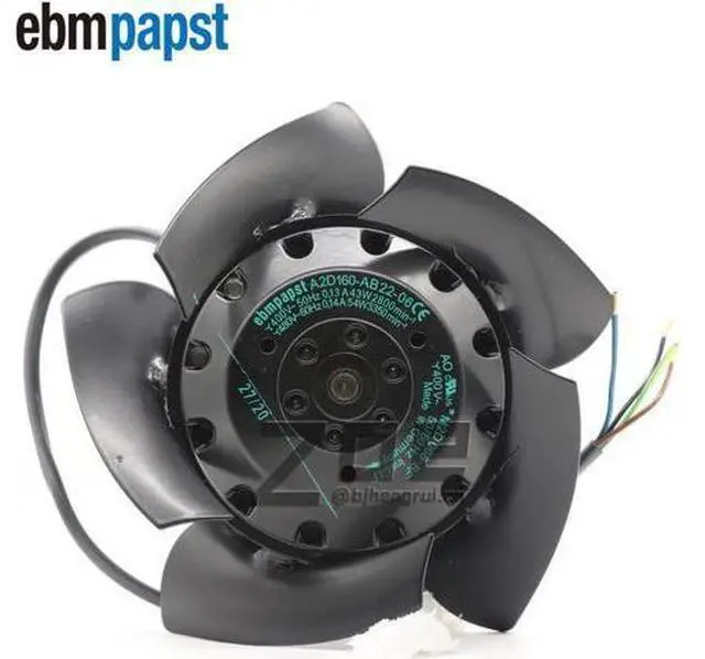 Alt view image 2 of 7 - Ebmpapst A2D160-AB22-06 400V/480V 2800/3350min-1 43/54W Straight Blades Single-intake AC Axial Imppler Industrial Cooling Fans
