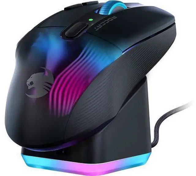Main image of Kone XP Air Wireless Customizable Ergonomic RGB Gaming Mouse, 19K DPI Optical Sensor, 100-hour Battery & Charging Dock, 29 Programmable Inputs & AIMO RGB Lighting, 4D Wheel Black