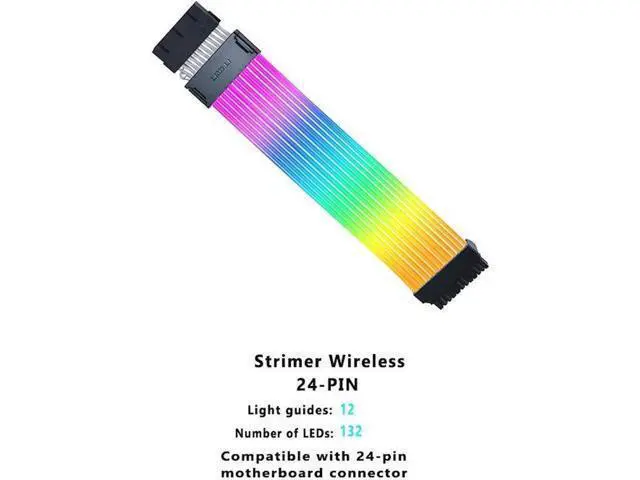 Alt view image 3 of 6 - LIAN-LI STRIMER Wireless 24 Pin and LIAN-LI STRIMER Wireless 12+4pin wide (12 Light Guides) Addressable RGB GPU Power Extension Cable Combo,Included Wireless Transmitter