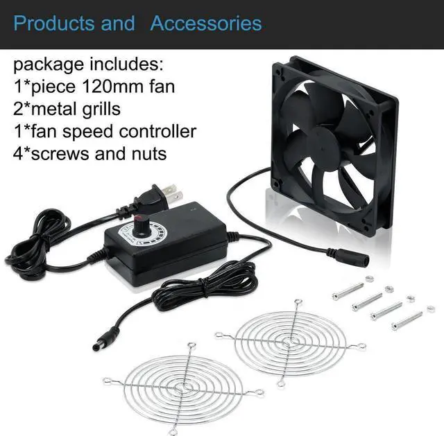 Alt view image 4 of 7 - NEW 120mm High Speed Cooling Fan 120X120X25mm AC 110V 220V to 3V - 12V 2A with Speed Controller ,for Router Grow Tent Home Plant SXDOOL SXD12025B12H Daul Ball Bearing