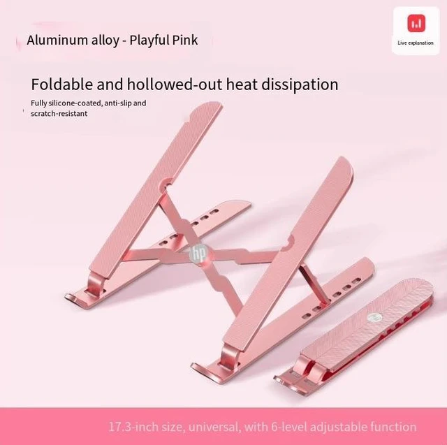 Pink Desktop Computer Stand HP laptop computer stand - aluminum, cute pink heat sink, foldable ...