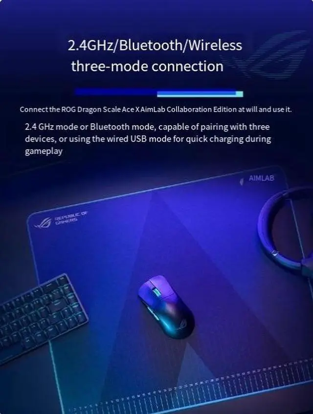 Alt view image 4 of 4 - ROG Dragon Scale ACE X AimLab Collaboration Edition 36K High-End sensor Tri-mode GamingMouse Symmetrical Electroluminescent Optical League of Legends Delta Operation Plaver Nation