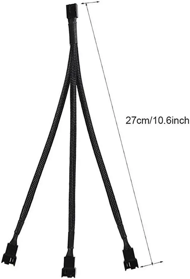Alt view image 6 of 6 - 2 Pack 4Pin PWM Fan Splitter Cable Sleeved Braided Adapter Computer PC Fan Power Extension Cable 1 to 3 Converter for Computer ATX Case 4Pin3Pin Cooling Fan Cable 106 1 to 3