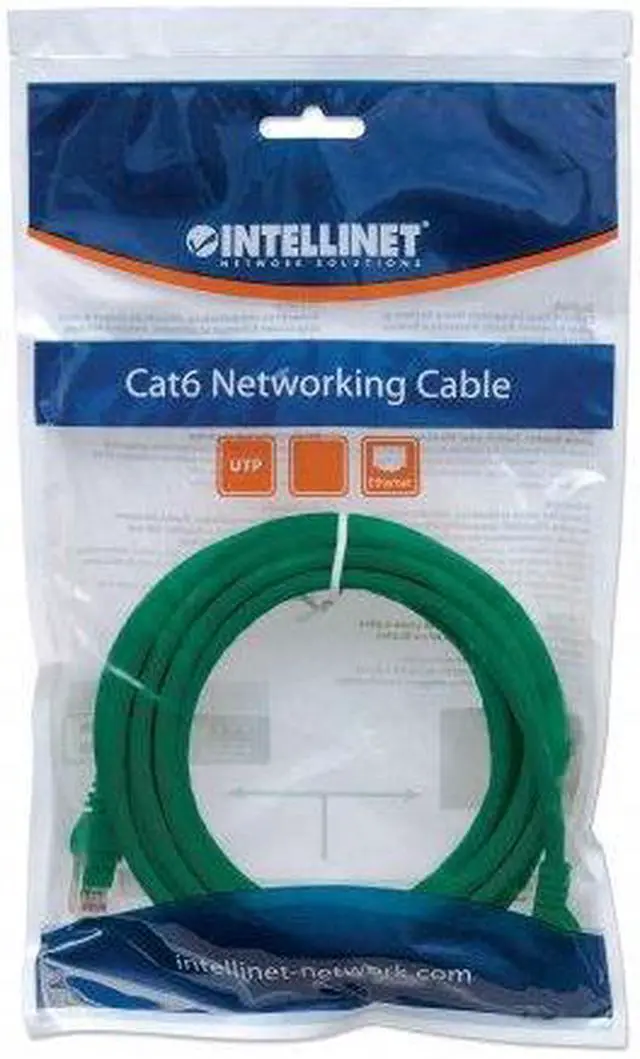 Alt view image 4 of 4 - Intellinet Network Cable, Cat6, UTP, RJ45 Male / RJ45 Male, 0.15 m (0.5 ft.), Green