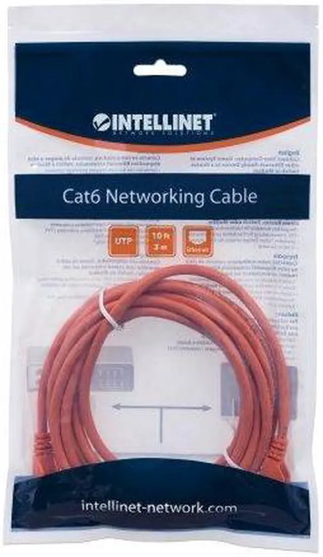 Alt view image 5 of 5 - Intellinet Network Cable, Cat6, UTP, RJ45 Male / RJ45 Male, 0.15 m (0.5 ft.), Orange