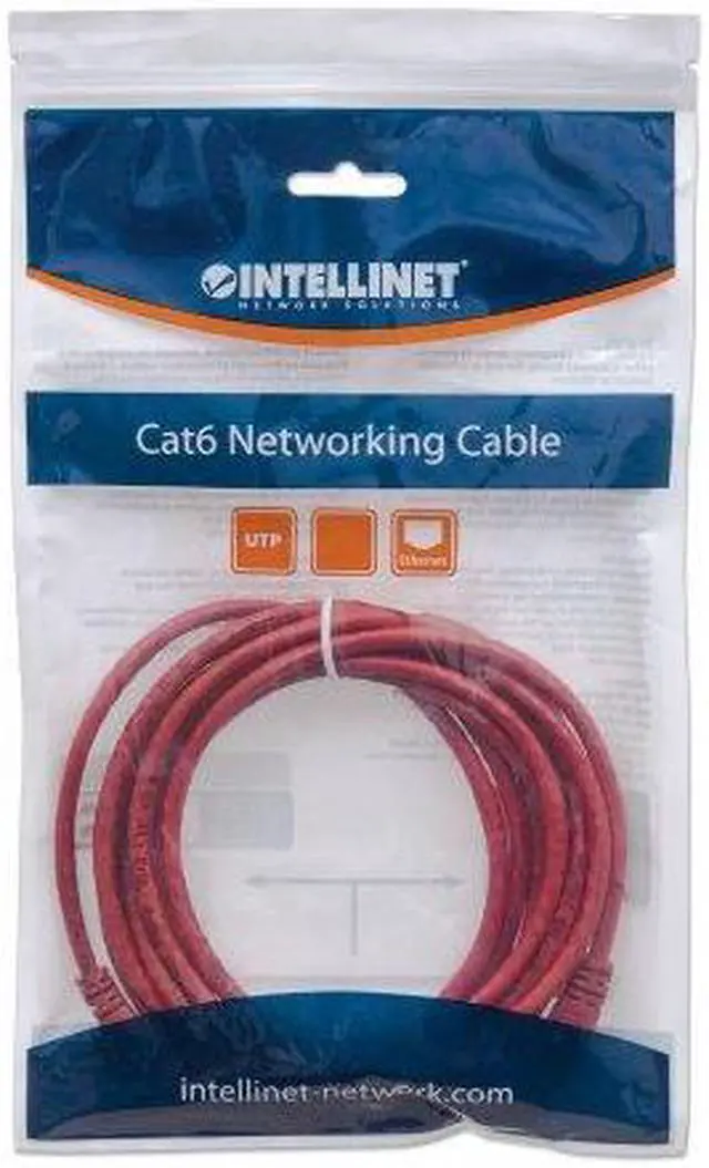 Alt view image 7 of 7 - Intellinet Network Cable, Cat6, UTP, RJ45 Male / RJ45 Male, 5.0 m (14 ft.), Red