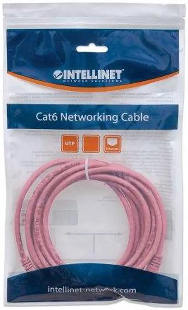 Alt view image 4 of 4 - Intellinet Network Cable, Cat6, UTP, RJ45 Male / RJ45 Male, 10.5 m (35 ft.), Pink