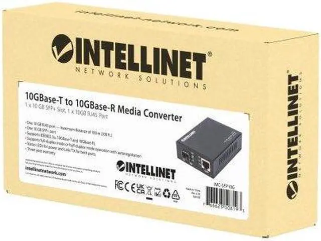 Alt view image 5 of 5 - Intellinet 10GBase-T to 10GBase-R Media Converter, 1 x 10 GB SFP+ Slot, 1 x 10GB RJ45 Port