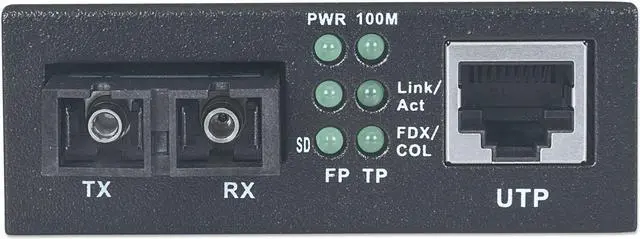 Alt view image 9 of 11 - Intellinet Fast Ethernet Single Mode Media Converter, 10/100Base-TX to 100Base-FX (SC) Single-Mode, Wavelength 1310 nm, 20 km (12.4 mi)