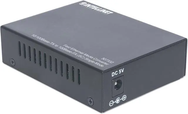 Alt view image 11 of 11 - Intellinet Fast Ethernet Single Mode Media Converter, 10/100Base-TX to 100Base-FX (SC) Single-Mode, Wavelength 1310 nm, 20 km (12.4 mi)