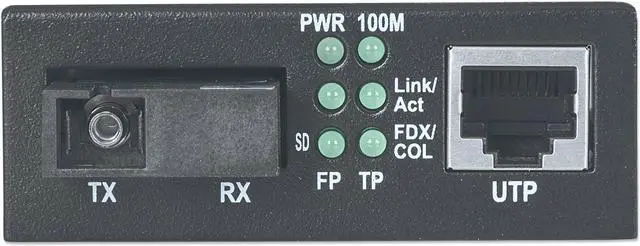 Alt view image 6 of 9 - Intellinet Fast Ethernet WDM Bi-Directional Single Mode Media Converter, 10/100Base-TX to 100Base-FX (SC) Single-Mode, 20 km (12.4 mi.), WDM (RX1310/TX1550)