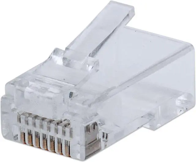 Alt view image 4 of 8 - Intellinet 100-Pack FastCrimp Cat5e RJ45 Modular Plugs, UTP, 3-prong, for Solid & Stranded Wire, 100 Plugs in Jar