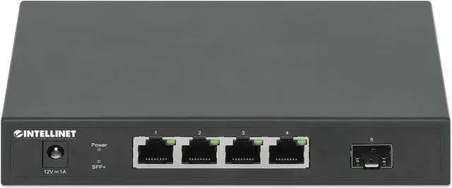 Alt view image 3 of 7 - Intellinet 5-Port Switch with 4 x 2.5G Ethernet Ports and 1 SFP+ Uplink, Four 10/100/1000/2500 Mbps RJ45 Ports, One 10G SFP+ Open Slot, Unmanaged, Desktop Format, Wall-mount Option