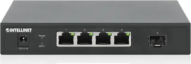 Alt view image 5 of 7 - Intellinet 5-Port Switch with 4 x 2.5G Ethernet Ports and 1 SFP+ Uplink, Four 10/100/1000/2500 Mbps RJ45 Ports, One 10G SFP+ Open Slot, Unmanaged, Desktop Format, Wall-mount Option