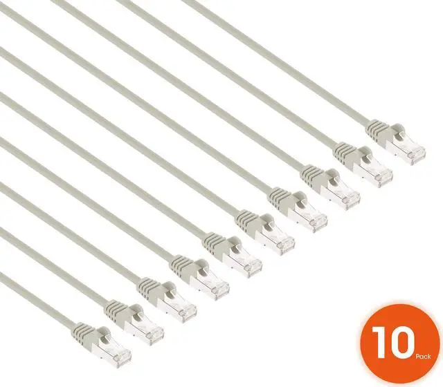 Alt view image 2 of 7 - Intellinet Cat8.1 U/FTP Slim Network Patch Cable, 1.5 ft., Gray, 10-Pack, 40G, 2 GHz, 100% Copper, 30 AWG, RJ45, Stranded, Snag-free, Gold-plated Contacts