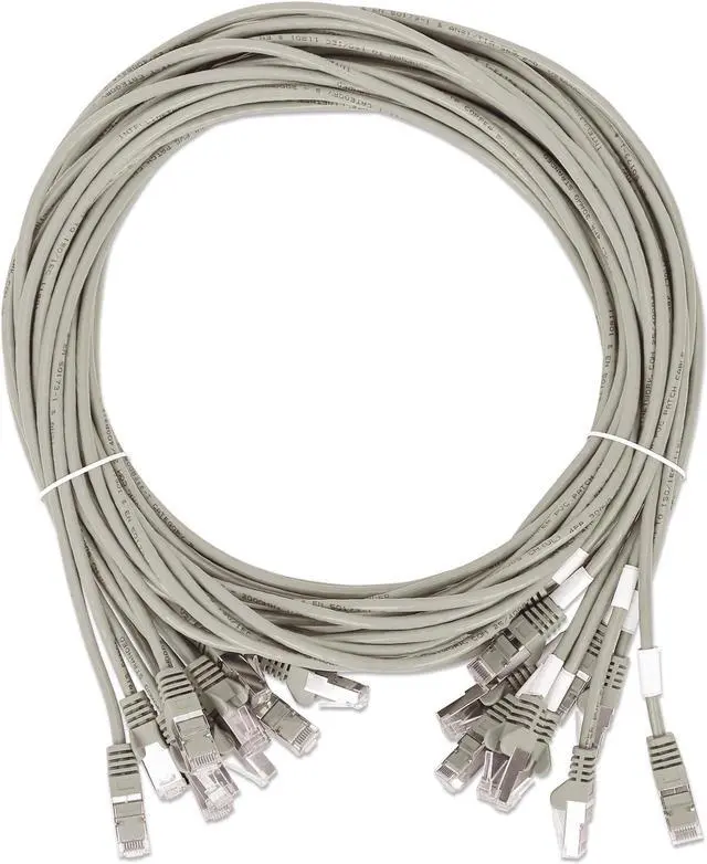 Alt view image 7 of 7 - Intellinet Cat8.1 U/FTP Slim Network Patch Cable, 1.5 ft., Gray, 10-Pack, 40G, 2 GHz, 100% Copper, 30 AWG, RJ45, Stranded, Snag-free, Gold-plated Contacts