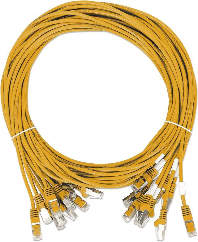 Alt view image 7 of 7 - Intellinet Cat8.1 U/FTP Slim Network Patch Cable, 0.5 ft., Yellow, 10-Pack, 40G, 2 GHz, 100% Copper, 30 AWG, RJ45, Stranded, Snag-free, Gold-plated Contacts