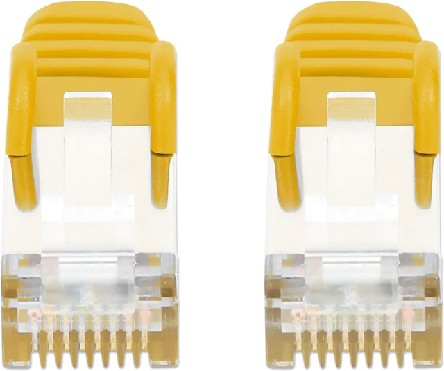Alt view image 5 of 7 - Intellinet Cat8.1 U/FTP Slim Network Patch Cable, 1.5 ft., Yellow, 10-Pack, 40G, 2 GHz, 100% Copper, 30 AWG, RJ45, Stranded, Snag-free, Gold-plated Contacts