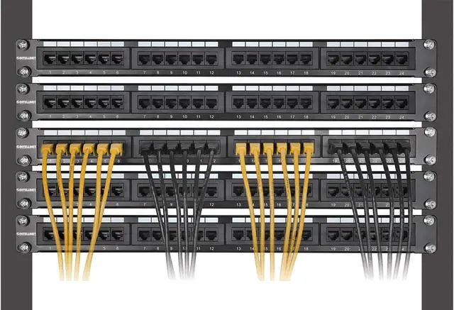 Alt view image 6 of 7 - Intellinet Cat8.1 U/FTP Slim Network Patch Cable, 1.5 ft., Yellow, 10-Pack, 40G, 2 GHz, 100% Copper, 30 AWG, RJ45, Stranded, Snag-free, Gold-plated Contacts