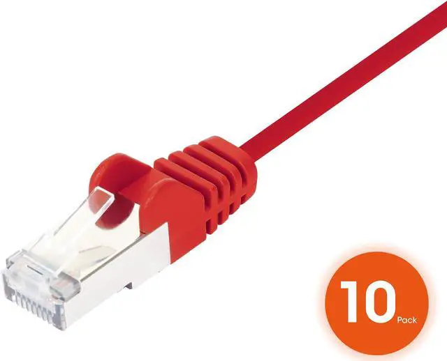 Alt view image 3 of 7 - Intellinet Cat8.1 U/FTP Slim Network Patch Cable, 0.5 ft., Red, 10-Pack, 40G, 2 GHz, 100% Copper, 30 AWG, RJ45, Stranded, Snag-free, Gold-plated Contacts