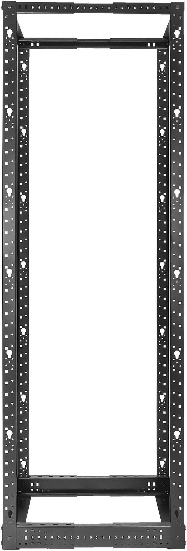 Alt view image 4 of 7 - Intellinet 19" 4-Post Open Frame Network Rack, 45U, Depth-Adjustable 22.2 to 40.4 in. Flat Pack, Can Be Bolted to the Floor, Black RAL 9005