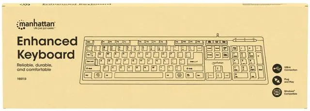 Alt view image 6 of 6 - MANHATTAN Teclado USB Mejorado con Distribución en Español | Escritura Silenciosa, Diseño Ergonómico, Duradero, Compatible con Windows - 181242