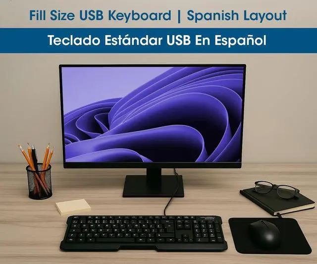 Alt view image 4 of 6 - MANHATTAN Teclado USB Mejorado con Distribución en Español | Escritura Silenciosa, Diseño Ergonómico, Duradero, Compatible con Windows - 181242