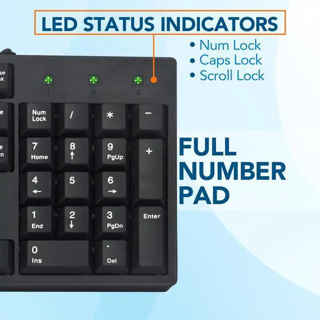 Alt view image 7 of 11 - Manhattan 104-key Black Wired Keyboard with Built-in 5 ft. (1.5 m) USB-A Cable and LED Indicator Lights