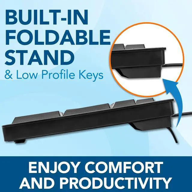 Alt view image 8 of 11 - Manhattan 104-key Black Wired Keyboard with Built-in 5 ft. (1.5 m) USB-A Cable and LED Indicator Lights