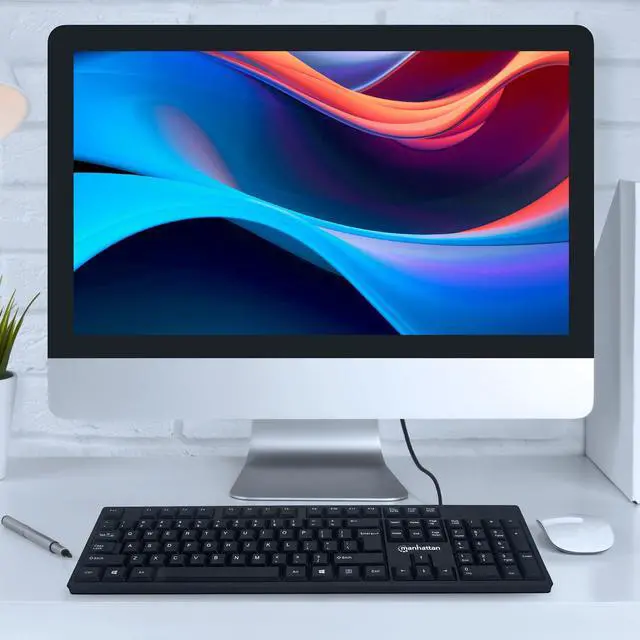 Alt view image 9 of 11 - Manhattan 104-key Black Wired Keyboard with Built-in 5 ft. (1.5 m) USB-A Cable and LED Indicator Lights