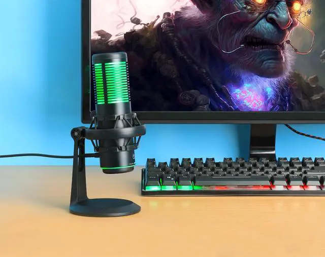 Alt view image 2 of 7 - MANHATTAN RGB USB Gaming Mic, Noise Cancelling Condenser Microphone for PC, PS4, PS5 and Mac, Anti-Vibration Shock Mount, Gaming, Streaming, Podcasts, Twitch, YouTube, Discord - 102674