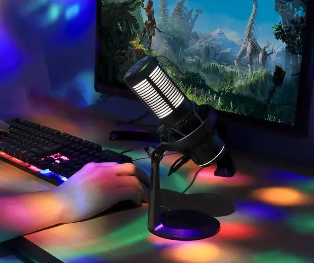Alt view image 6 of 7 - MANHATTAN RGB USB Gaming Mic, Noise Cancelling Condenser Microphone for PC, PS4, PS5 and Mac, Anti-Vibration Shock Mount, Gaming, Streaming, Podcasts, Twitch, YouTube, Discord - 102674